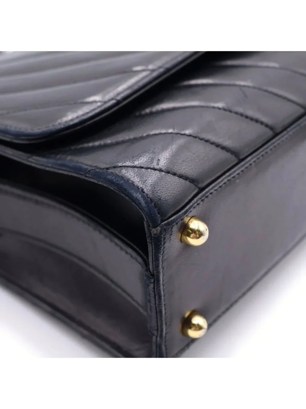 Chanel Chez Blanc Lambskin Gold Vintage Shoulder Bag Black